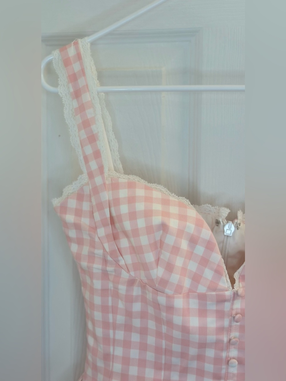 House of CB Brigitte Strawberry Shortcake Gingham Corset Mini Dress size medium - Picture 5 of 11